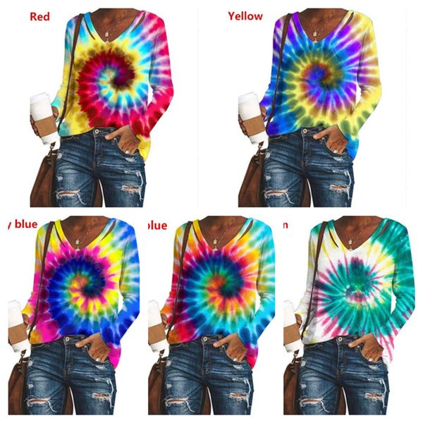women designer clothes tie-dye printed long-sleeved v-neck sweatershirt pullover blouse t-shirt autumn winter 5 colors e120503, White
women designer clothes tie-dye printed long-sleeved v-neck sweatershirt pullover blouse t-shirt autumn winter 5 colors e120503, White