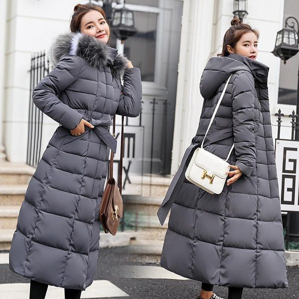 women autumn winter thickened cotton down jacket fashion large fur collar warm long coats stylish outwear coat1, Black
women autumn winter thickened cotton down jacket fashion large fur collar warm long coats stylish outwear coat1, Black