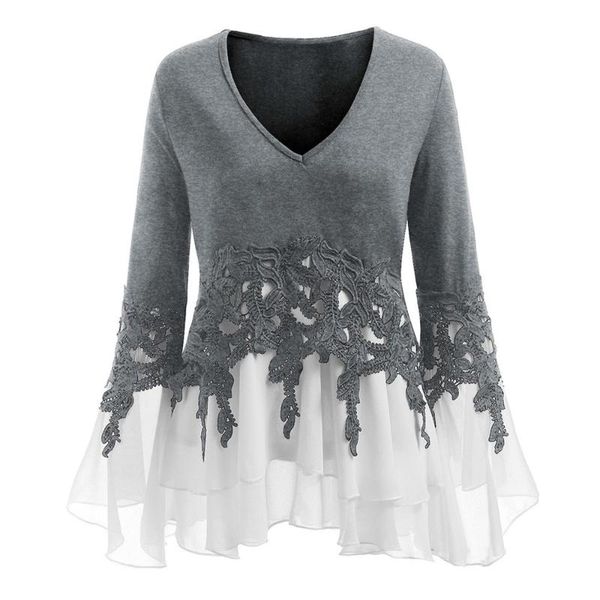 women's blouses & shirts plus size fashion applique chiffon flare blouse casual winter ladies tunic female women long sleeve shirt blu, White
women's blouses & shirts plus size fashion applique chiffon flare blouse casual winter ladies tunic female women long sleeve shirt blu, White