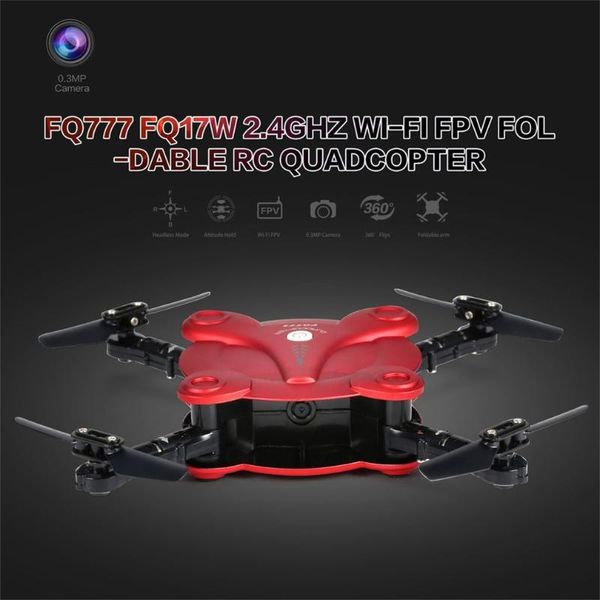 

fq777 fq17w 2.4g 6 axis gyro mini drone wi-fi fpv foldable rtf rc quadcopter with 0.3mp camera altitude hold headless mode