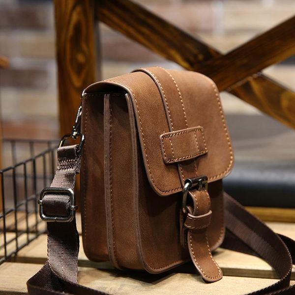 new men's casual tide waist pack retro pu leather outdoor travel bag men's fashion street fashion shoulder bag