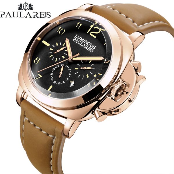 men automatic self wind mechanical genuine brown leather strap multifunction date month yellow green luminous rose gold watch 201120, Slivery;brown
men automatic self wind mechanical genuine brown leather strap multifunction date month yellow green luminous rose gold watch 201120, Slivery;brown