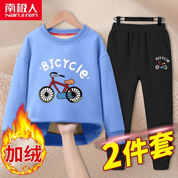 boys' plush sweater suit foreign style children's autumn and thickened warm keeping winter handsome blue sports two piece set, White
boys' plush sweater suit foreign style children's autumn and thickened warm keeping winter handsome blue sports two piece set, White