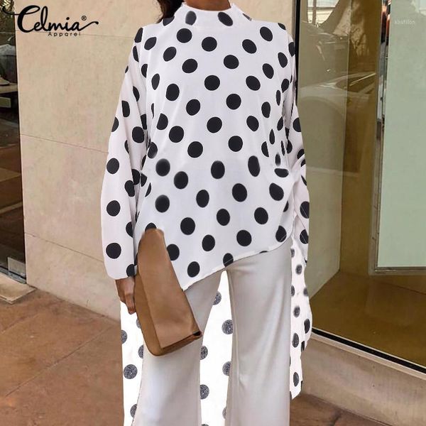 women's blouses & shirts celmia 2021 women fashion polka dot long sleeve irregular casual loose work blusas femininas plus size1, White
women's blouses & shirts celmia 2021 women fashion polka dot long sleeve irregular casual loose work blusas femininas plus size1, White