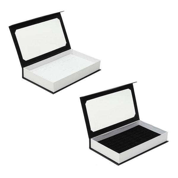 jewelry pouches, bags 72 ring jewellery display storage box tray show case organiser earring holder, with cover, Pink;blue