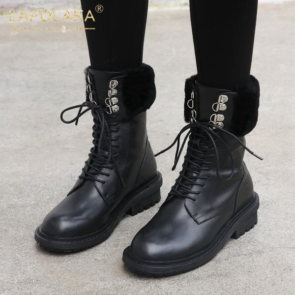 boots lapolaka 2021 fashion genuine leather luxury woman shoes shoelaces skidproof warm plush snow chic boot1, Black
boots lapolaka 2021 fashion genuine leather luxury woman shoes shoelaces skidproof warm plush snow chic boot1, Black