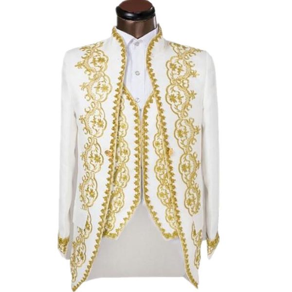 men's suits embroidery fashion style custom noble style the groom dress three-piece suit, White;black
men's suits embroidery fashion style custom noble style the groom dress three-piece suit, White;black