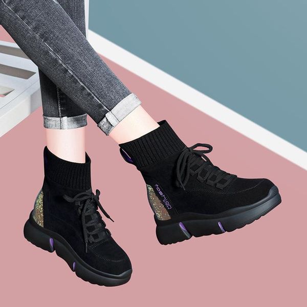 sock boots woman hided wedge platform female casual shoes 2021 autumn new wedge lady knitting short ankle boots platform, Black
sock boots woman hided wedge platform female casual shoes 2021 autumn new wedge lady knitting short ankle boots platform, Black