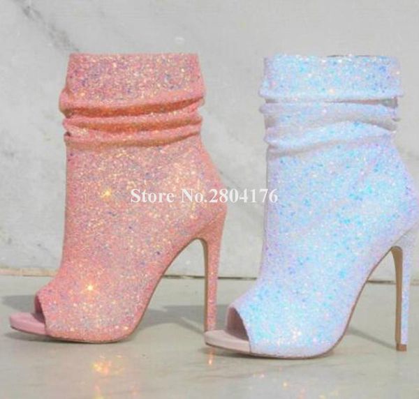 bling bling women glitters peep toe stiletto heel short boots pink blue sequined high heel ankle boots wedding shoes, Black
bling bling women glitters peep toe stiletto heel short boots pink blue sequined high heel ankle boots wedding shoes, Black