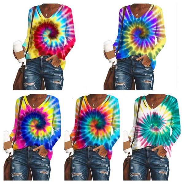 women designer clothes fashion tie-dye printed long-sleeved v-neck sweatershirt pullover blouse t-shirt autumn winter 5 colors e120503, White
women designer clothes fashion tie-dye printed long-sleeved v-neck sweatershirt pullover blouse t-shirt autumn winter 5 colors e120503, White