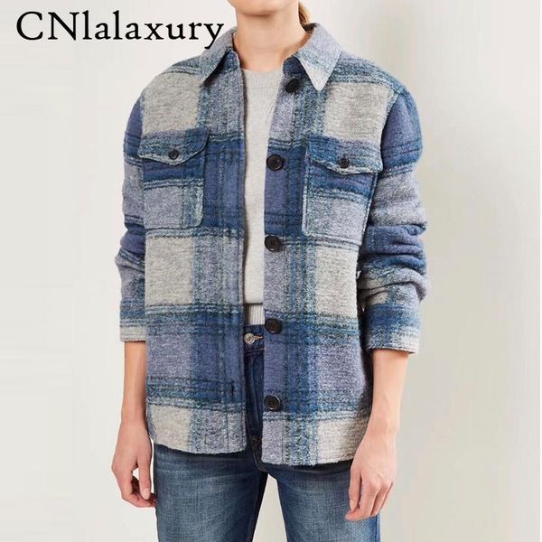 cnlalaxury new women 2020 fashion oversized plaid woolen jacket coat vintage long sleeve pockets female shirt outerwear chic top, Black;brown
cnlalaxury new women 2020 fashion oversized plaid woolen jacket coat vintage long sleeve pockets female shirt outerwear chic top, Black;brown