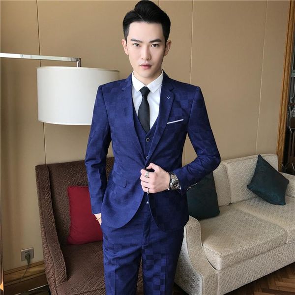 men's suits & blazers leisure suit business case grain the groom's man han edition cultivate morality three-piece, White;black
men's suits & blazers leisure suit business case grain the groom's man han edition cultivate morality three-piece, White;black