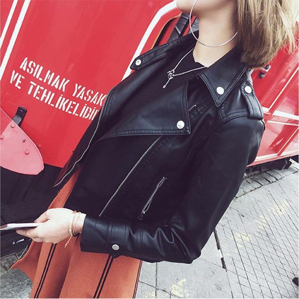 casual solid women faux leather jacket fashion slim womens jackets and coats turn-down collar motorcycle overcoat1, Black
casual solid women faux leather jacket fashion slim womens jackets and coats turn-down collar motorcycle overcoat1, Black
