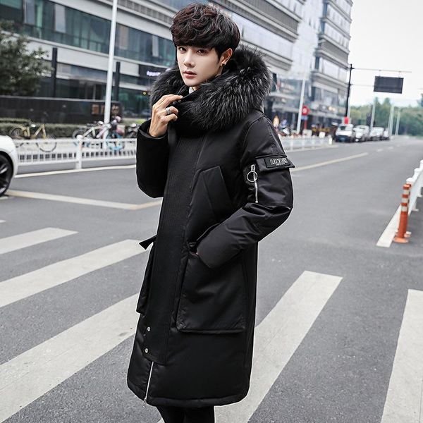 europe and the united states men's down jacket winter long down jacket with thick heavy hair male hooded coat, Black
europe and the united states men's down jacket winter long down jacket with thick heavy hair male hooded coat, Black