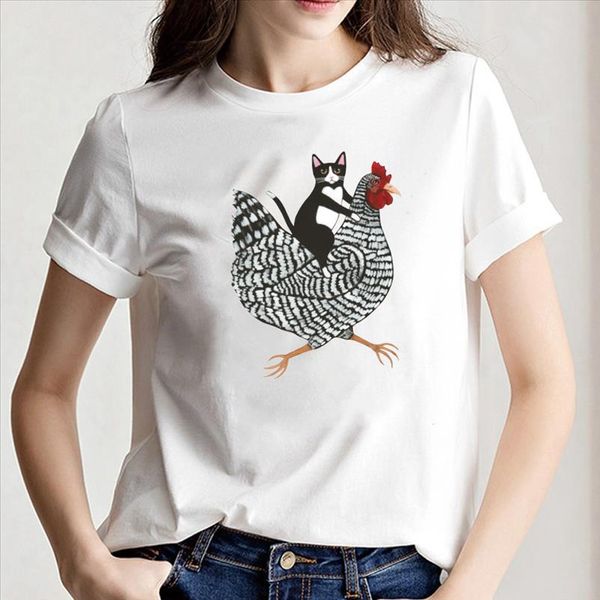 cat riding chicken 3d print short sleeve funny womens t shirt summer new products casual o neck wild street hipster loose ladies, White
cat riding chicken 3d print short sleeve funny womens t shirt summer new products casual o neck wild street hipster loose ladies, White