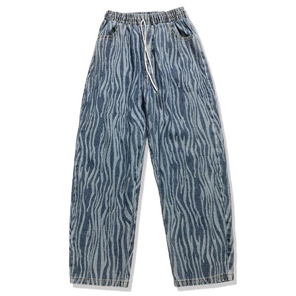 men's jeans lacible streetwear retro denim pants distressed zebra print harajuku hip hop jogger, Blue
men's jeans lacible streetwear retro denim pants distressed zebra print harajuku hip hop jogger, Blue