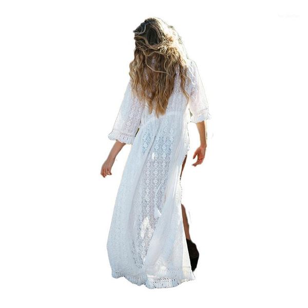 women's swimwear tassel fringe lace long kimono bikini cover up beach blouses cardigan1, White;black
women's swimwear tassel fringe lace long kimono bikini cover up beach blouses cardigan1, White;black