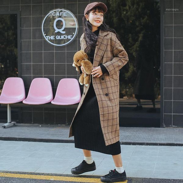 new plaid long wool blend ladies coat double breasted casual women's jacket turn-down collar korean womens fashion coat1, Black
new plaid long wool blend ladies coat double breasted casual women's jacket turn-down collar korean womens fashion coat1, Black