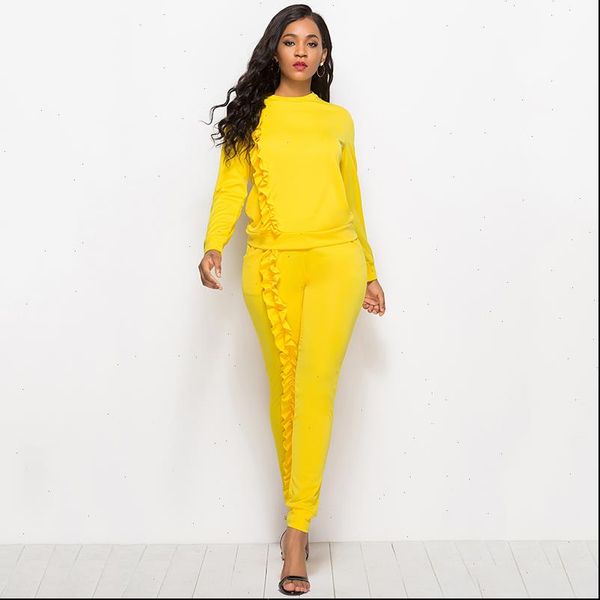 2021 autumn new solid two piece sets women long sleeve round neck trousers ruffles tracksuit set 2 sets ladies suits, Gray
2021 autumn new solid two piece sets women long sleeve round neck trousers ruffles tracksuit set 2 sets ladies suits, Gray