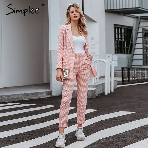 simplee casual women pink plaid blazer autumn single breasted long sleeve female office pants blazer suits winter ladies outwear y200107, White;black
simplee casual women pink plaid blazer autumn single breasted long sleeve female office pants blazer suits winter ladies outwear y200107, White;black
