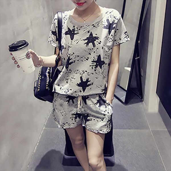 2pcs set summer women suits short sleeve o neck casual loose fitting fashion printed shorts female clothes 2021 new, Gray
2pcs set summer women suits short sleeve o neck casual loose fitting fashion printed shorts female clothes 2021 new, Gray