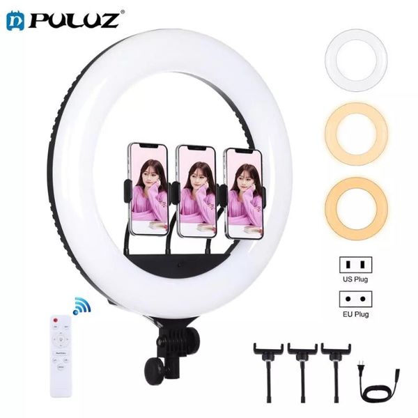 puluz 18 inch 46cm usb 3 modes dimmable white light led ring vlogging pgraphy video light with remote control&3xphone clamps
puluz 18 inch 46cm usb 3 modes dimmable white light led ring vlogging pgraphy video light with remote control&3xphone clamps