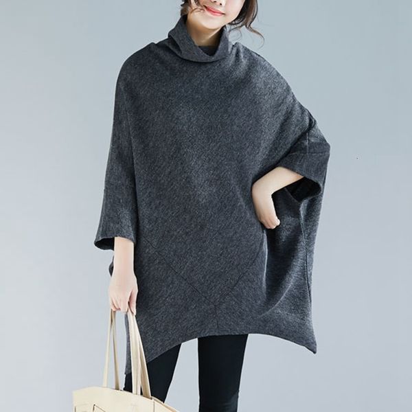 mferlier ladies chic knitted sweater turtleneck three quarter batwing sleeve solid loose irregular hem gray women winter sweater, White;black
mferlier ladies chic knitted sweater turtleneck three quarter batwing sleeve solid loose irregular hem gray women winter sweater, White;black