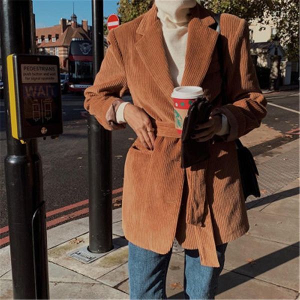 vintage corduroy suit for women 2020 korean casual temperament notched long sleeve slim was thin jackets female bandage outwear1, White;black
vintage corduroy suit for women 2020 korean casual temperament notched long sleeve slim was thin jackets female bandage outwear1, White;black