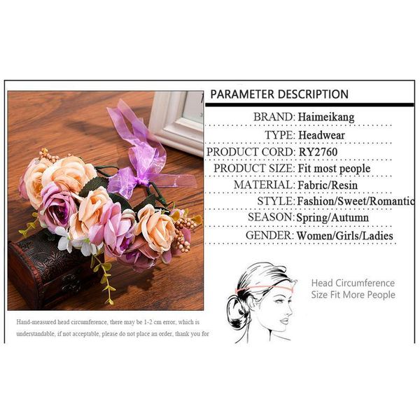 haimeikang wedding flower crown bridal headband floral hair wreath ribbon maternity girl headwear hair accessories f jllmml
haimeikang wedding flower crown bridal headband floral hair wreath ribbon maternity girl headwear hair accessories f jllmml