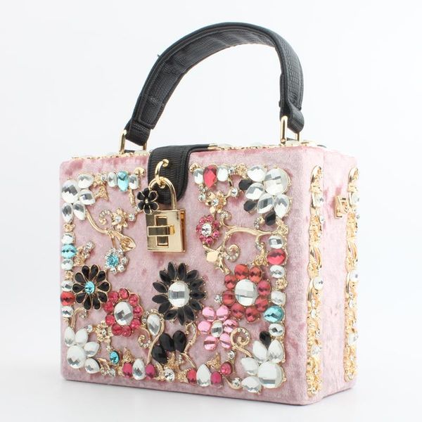 women's evening bag velvet box handbag flower diamonds pearl rivet box shape party purse ladies crossbody messenger bags wedding
women's evening bag velvet box handbag flower diamonds pearl rivet box shape party purse ladies crossbody messenger bags wedding