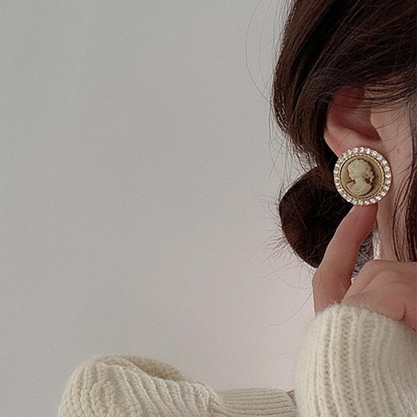 stud european earrings for women gothic retro portrait button alloy embossed round enamel coin matte gold earring, Golden;silver
stud european earrings for women gothic retro portrait button alloy embossed round enamel coin matte gold earring, Golden;silver