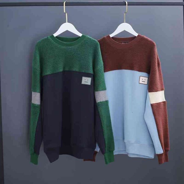 men's sweaters women and men faux lamb wool stitching sweatshirt ladies casual long sleeve cotton smiley loose pullover qc8l, White;black
men's sweaters women and men faux lamb wool stitching sweatshirt ladies casual long sleeve cotton smiley loose pullover qc8l, White;black