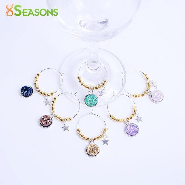 pendants wholesale-8seasons wine glass charms mixed randomly antique silver ab color resin drusy cabochon star table deco, 1 set (6 pcs)1, Black
pendants wholesale-8seasons wine glass charms mixed randomly antique silver ab color resin drusy cabochon star table deco, 1 set (6 pcs)1, Black