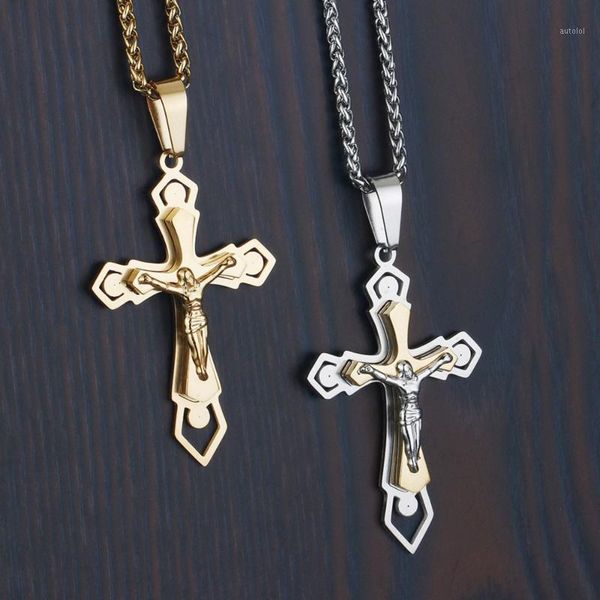 women's retro stainless steel layered cross jesus pendants catholic jewelry link chains necklaces for men colar boys gifts cn411, Silver
women's retro stainless steel layered cross jesus pendants catholic jewelry link chains necklaces for men colar boys gifts cn411, Silver