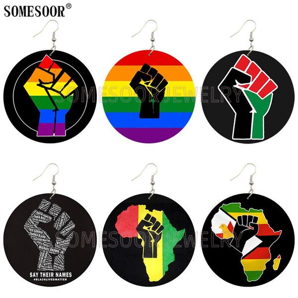 somesoor jewelry wooden both printed african power fist drop round earrings black lives matter saying for women gifts, Silver
somesoor jewelry wooden both printed african power fist drop round earrings black lives matter saying for women gifts, Silver