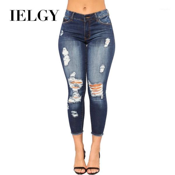 ielgy high elastic cropped trousers women's trend tight skinny hips fashion ripped small feet jeans1, Blue
ielgy high elastic cropped trousers women's trend tight skinny hips fashion ripped small feet jeans1, Blue