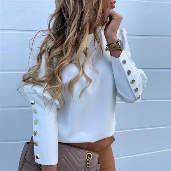 elegant metal buttoned sleeve blouse women print long sleeve shirts autumn o neck puff shoulder blouses fashion office lady, White
elegant metal buttoned sleeve blouse women print long sleeve shirts autumn o neck puff shoulder blouses fashion office lady, White