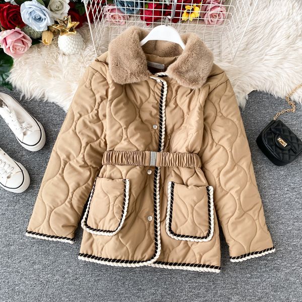 2020 winter new luxury design lapel long-sleeved jacket versatile temperament warmth ladies cotton jacket ing, Black;brown
2020 winter new luxury design lapel long-sleeved jacket versatile temperament warmth ladies cotton jacket ing, Black;brown
