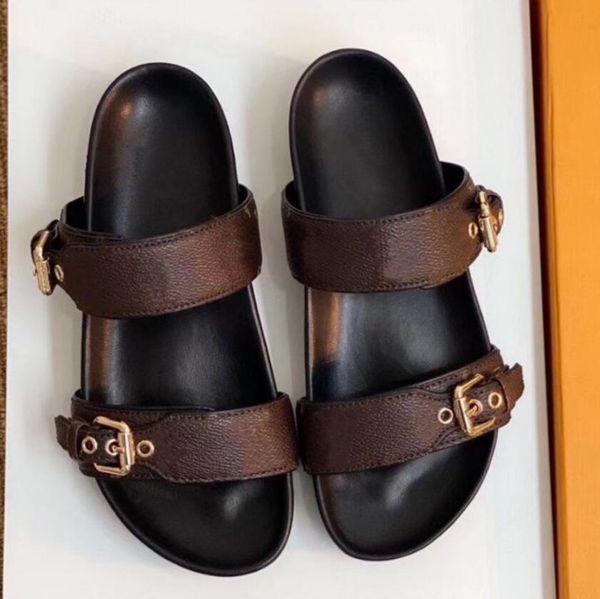 2021 designer slippers leather sandal slides 2 straps with adjusted gold buckles women summer flip flops have box size 42, Black
2021 designer slippers leather sandal slides 2 straps with adjusted gold buckles women summer flip flops have box size 42, Black