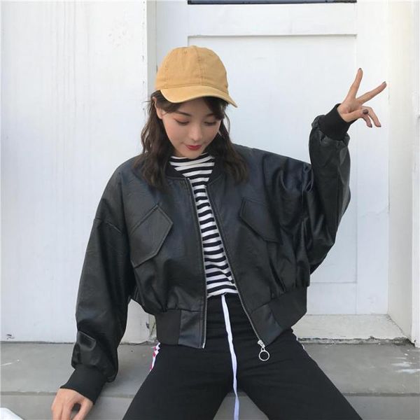 jacket female 2019 motorcycle bomber basic coat women spring autumn short leather biker lady outwear zipper streetwear cropped1, Black
jacket female 2019 motorcycle bomber basic coat women spring autumn short leather biker lady outwear zipper streetwear cropped1, Black