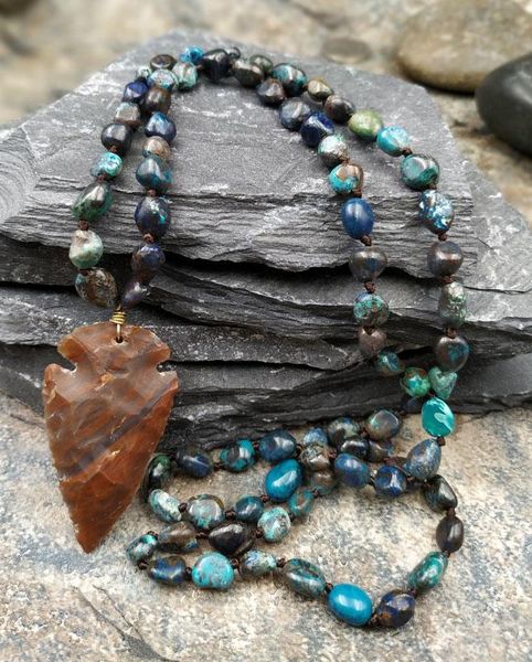 natural jaspers arrow pendant turquoises stone chips beads knot handcraft necklace m0033, Silver
natural jaspers arrow pendant turquoises stone chips beads knot handcraft necklace m0033, Silver