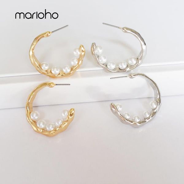 exquisite pea imitation pearl hoop earrings gold silver color c shape earrings for women fashion statement party charm jewelry, Golden;silver 
exquisite pea imitation pearl hoop earrings gold silver color c shape earrings for women fashion statement party charm jewelry, Golden;silver