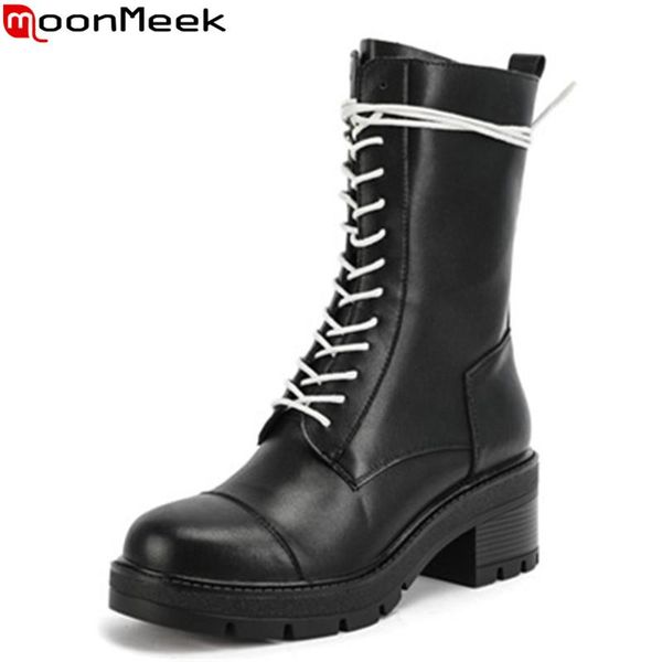 boots moonmeek 2021 arrival fashion women genuine leather simple lace up ladies shoes autumn winter ankle, Black
boots moonmeek 2021 arrival fashion women genuine leather simple lace up ladies shoes autumn winter ankle, Black