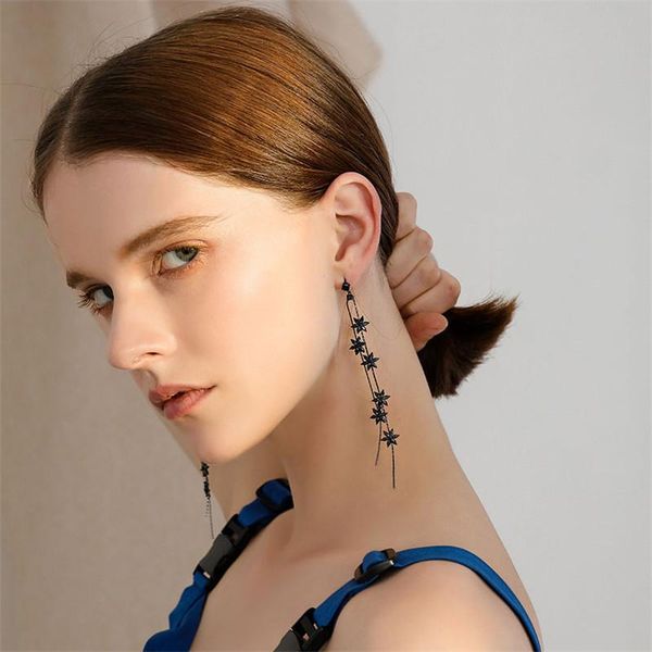 korean new black crystal long pendant tassel earrings for woman fashion flower design statement earrings girl dress accessories, Silver
korean new black crystal long pendant tassel earrings for woman fashion flower design statement earrings girl dress accessories, Silver