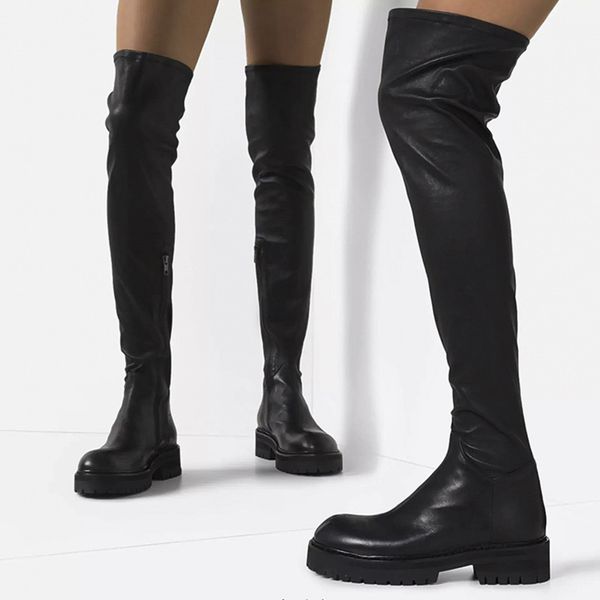 winter round toe leather thigh high boots woman round long boots women shoes creepers stretch black oveknee boots
winter round toe leather thigh high boots woman round long boots women shoes creepers stretch black oveknee boots