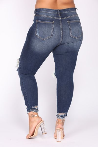 2019 women's street trend oversize fashion holed jeans leggings, Blue 
2019 women's street trend oversize fashion holed jeans leggings, Blue