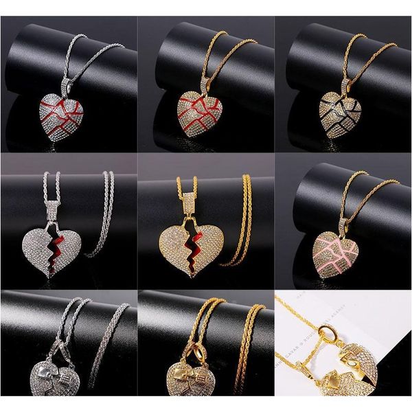 broken love heart pendant necklaces men's bling crystal rhinestone love charm gold silver twisted chain for women hip hop jewelry sthnw
broken love heart pendant necklaces men's bling crystal rhinestone love charm gold silver twisted chain for women hip hop jewelry sthnw