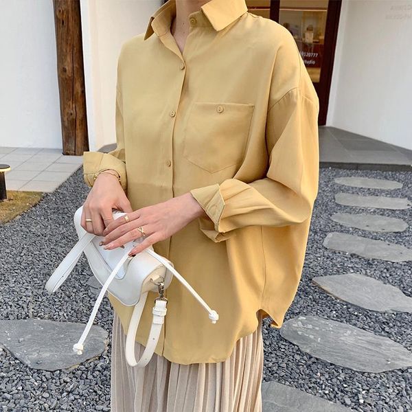 women's blouses & shirts 2021 autumn women solid oversize blouse elegance satin shirt office lady long sleeve pockets button up korean, White
women's blouses & shirts 2021 autumn women solid oversize blouse elegance satin shirt office lady long sleeve pockets button up korean, White