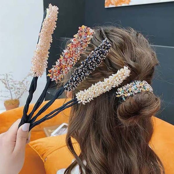 1pcs women flower donut bun maker crystal ribbon diy hair style tools korean fashion hair curler accessories gift for girlfriend, Brown 
1pcs women flower donut bun maker crystal ribbon diy hair style tools korean fashion hair curler accessories gift for girlfriend, Brown