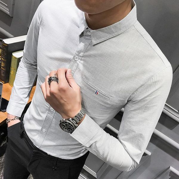 men's dress shirts brand slim fit shirt for men light grey white formal mens casual business camisas hombre v326, White;black
men's dress shirts brand slim fit shirt for men light grey white formal mens casual business camisas hombre v326, White;black